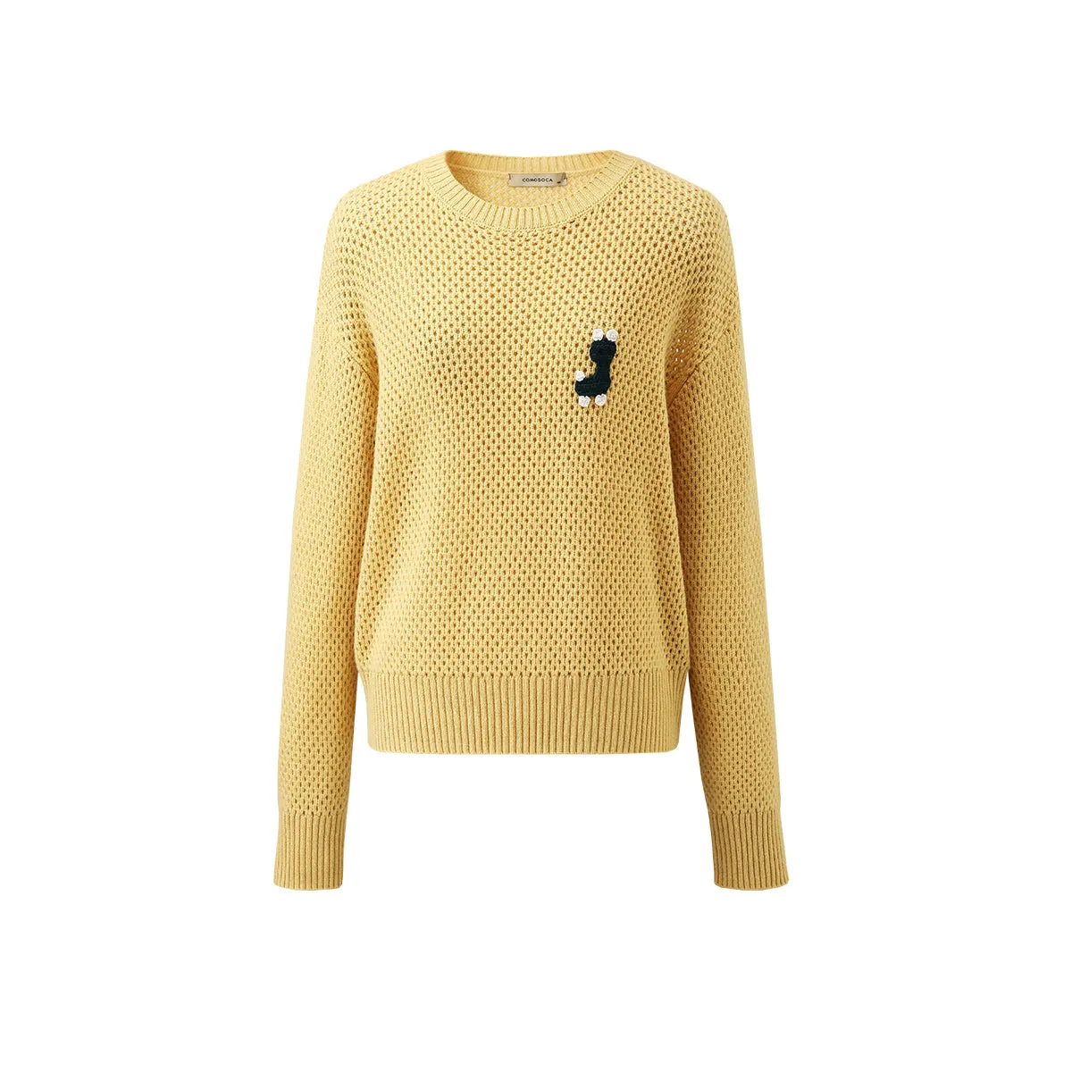 100% Wool Embroidered Patch Knit Sweater