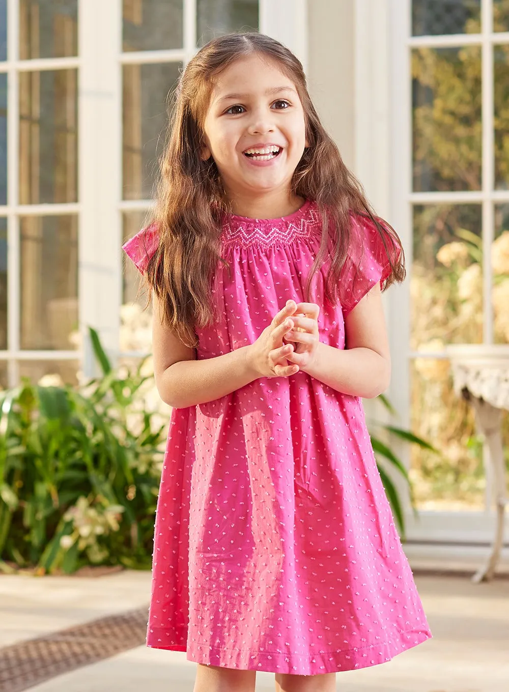 Anya Plumetis Smocked Dress