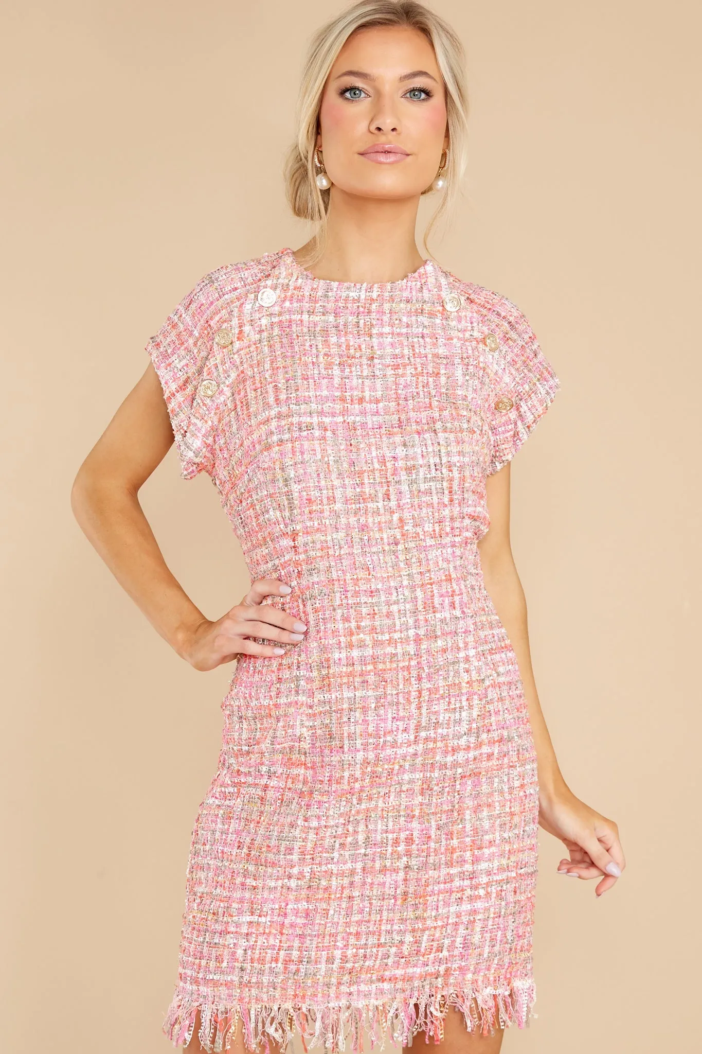 Beyond Imagination Pink Tweed Dress