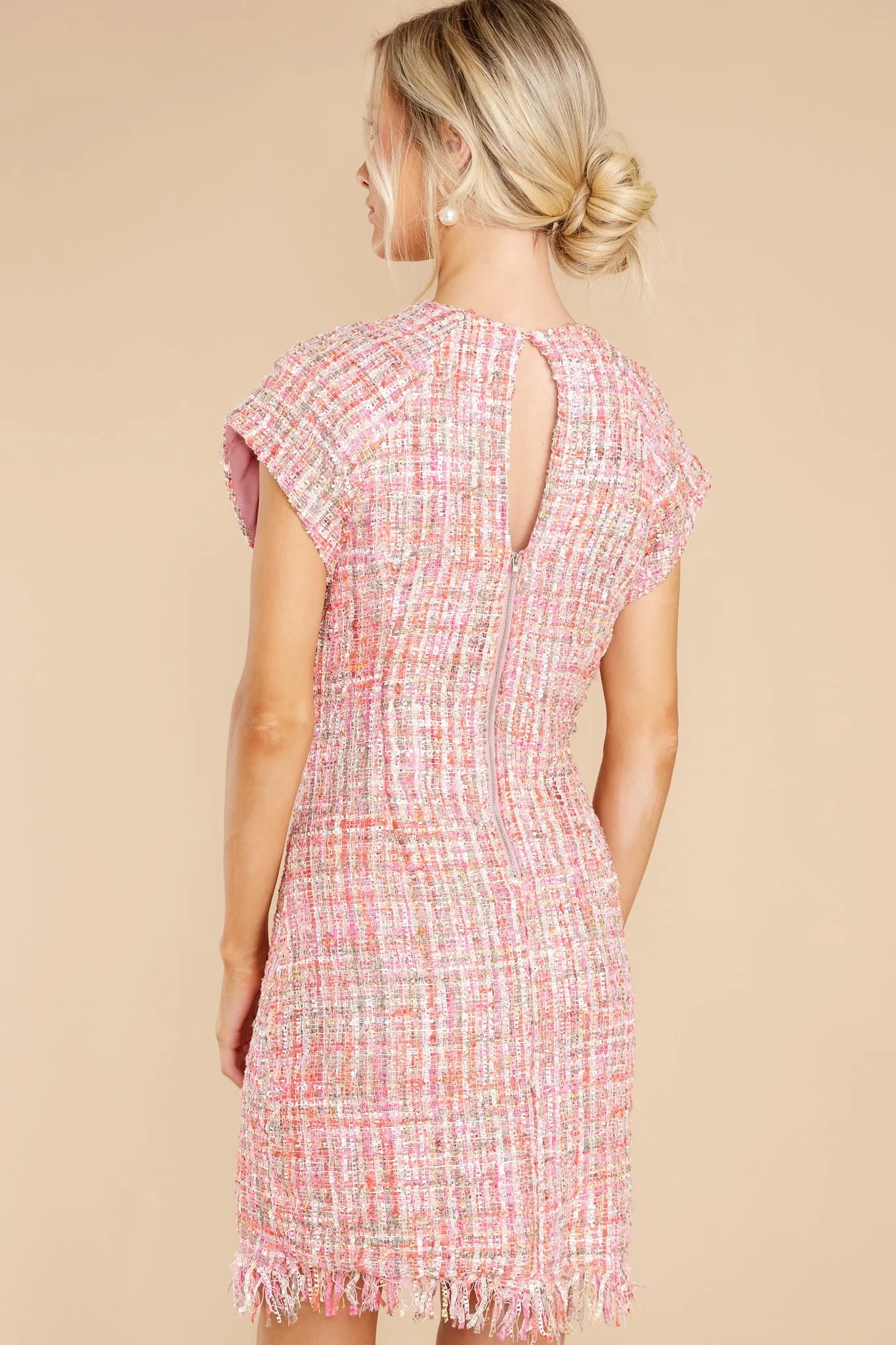 Beyond Imagination Pink Tweed Dress