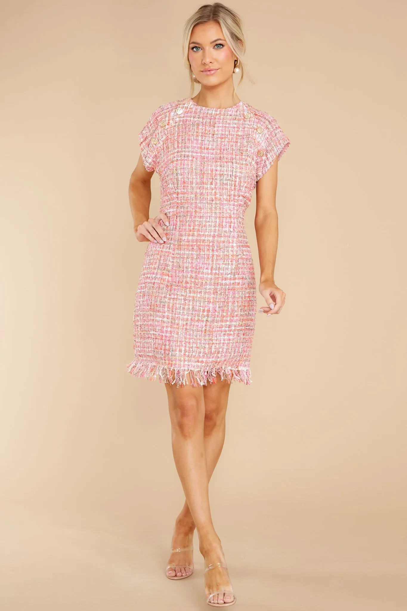 Beyond Imagination Pink Tweed Dress