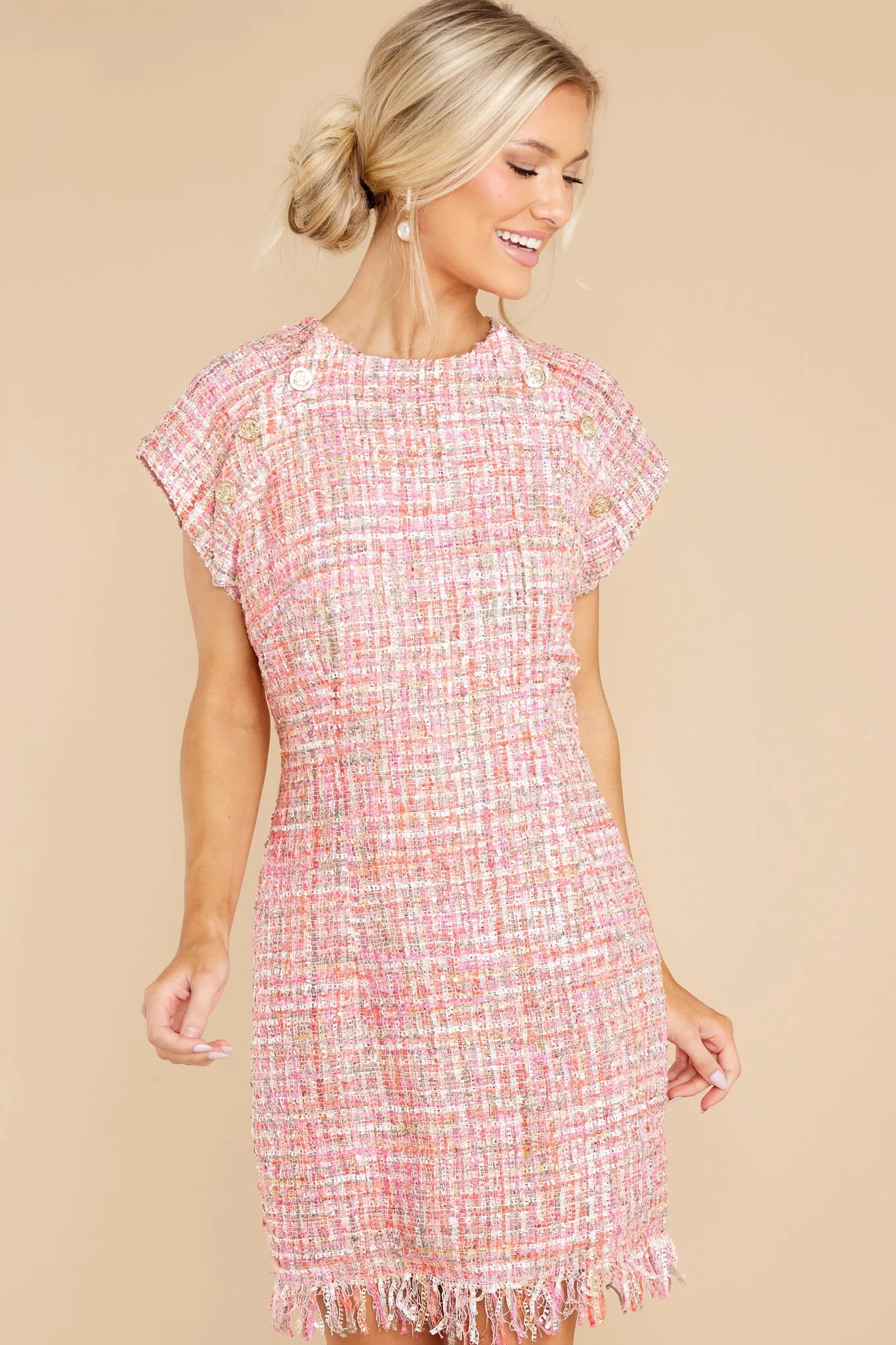 Beyond Imagination Pink Tweed Dress