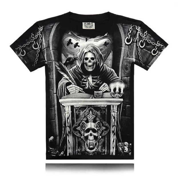 Black Heavy Metal 3D T Shirt  Man Skeleton Jesus Bob Marley Che Guevara Kung Fu Metallica Summer Fashion Cotton Rock Music Tops