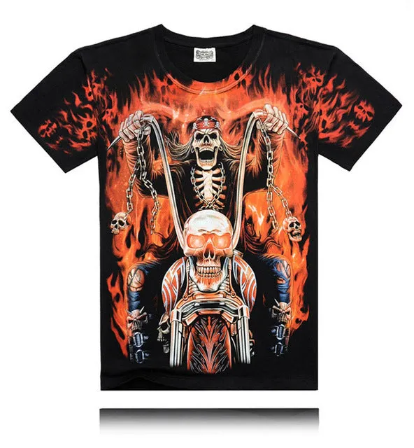 Black Heavy Metal 3D T Shirt  Man Skeleton Jesus Bob Marley Che Guevara Kung Fu Metallica Summer Fashion Cotton Rock Music Tops