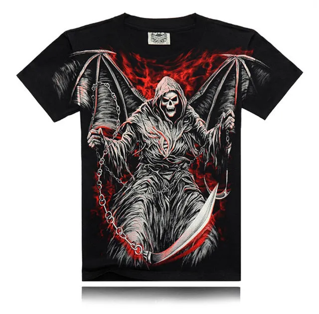 Black Heavy Metal 3D T Shirt  Man Skeleton Jesus Bob Marley Che Guevara Kung Fu Metallica Summer Fashion Cotton Rock Music Tops