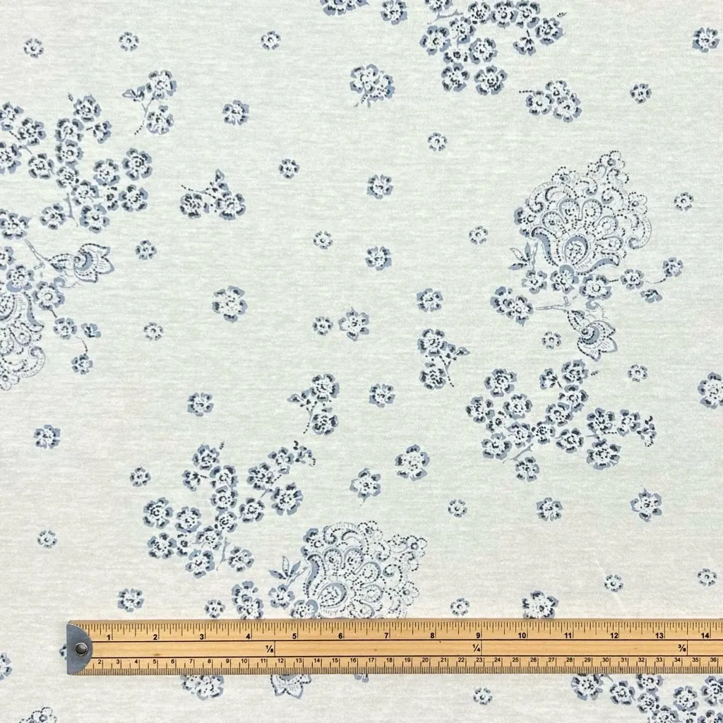 Blue Flower Patterns 100% Cotton Jersey Fabric