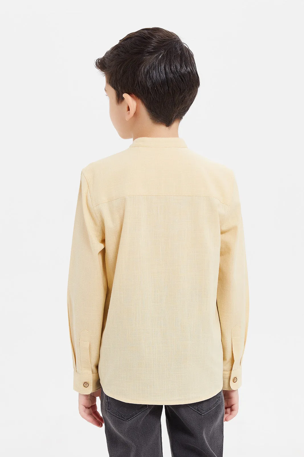 Boys Beige Plain Shirt