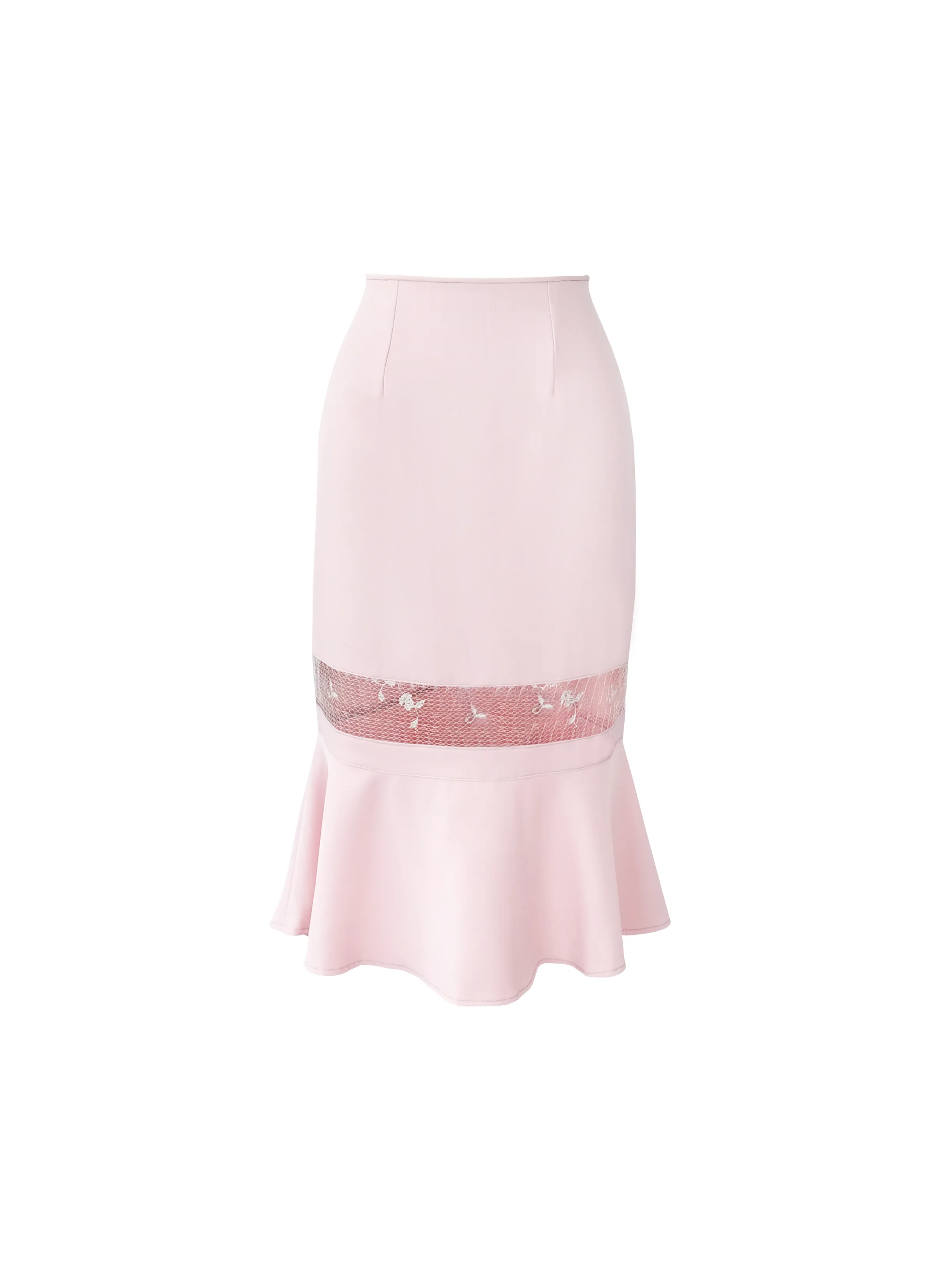 Chloe skirt with see through panel in blush