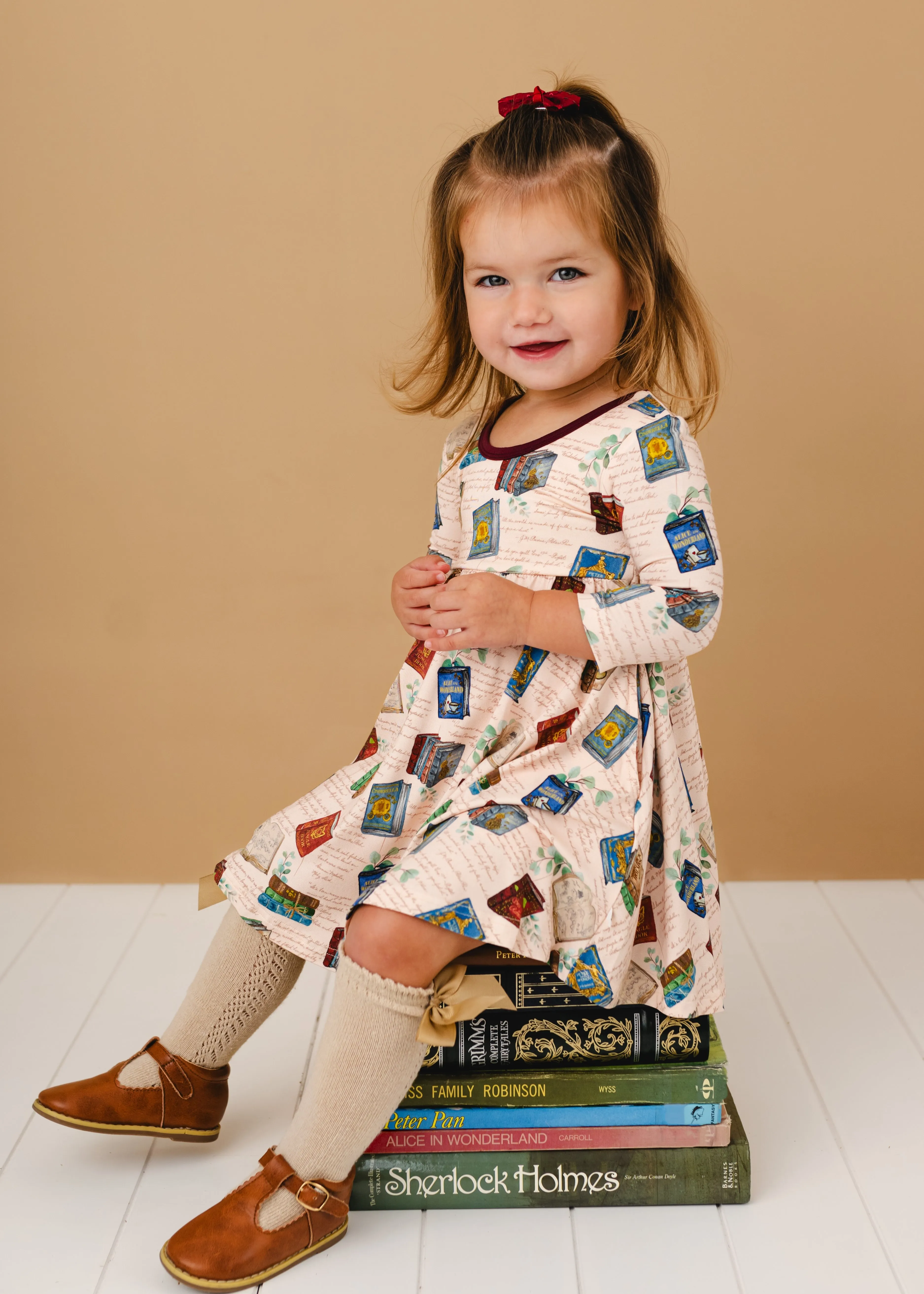 Classic Books Long Sleeve Twirl Dress