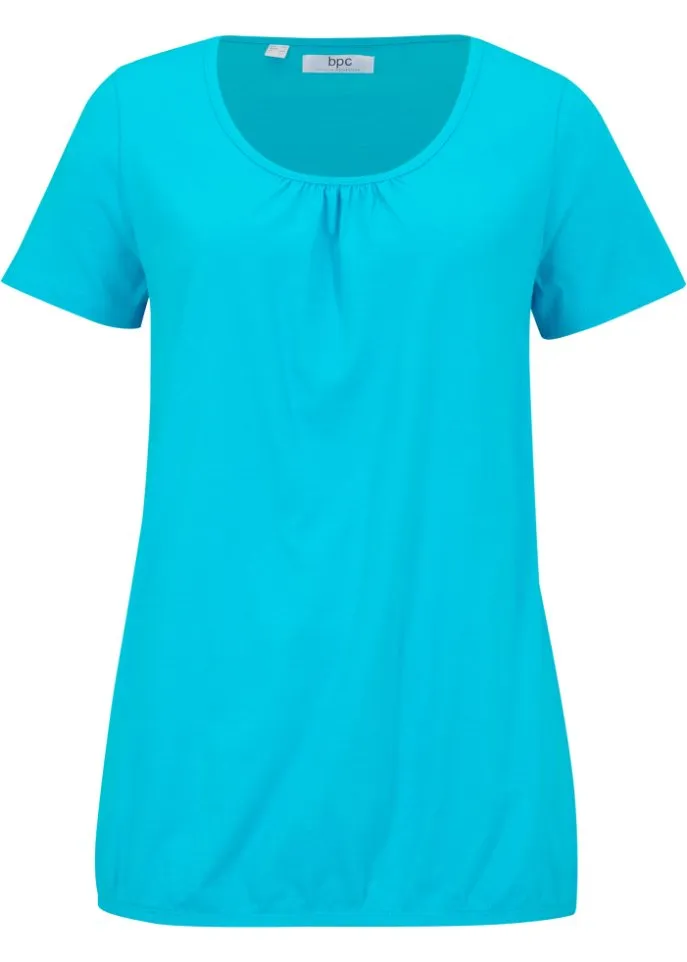 Cotton shirt with short sleeves Bpc Bonprix Collection, blue