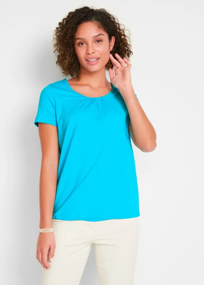 Cotton shirt with short sleeves Bpc Bonprix Collection, blue