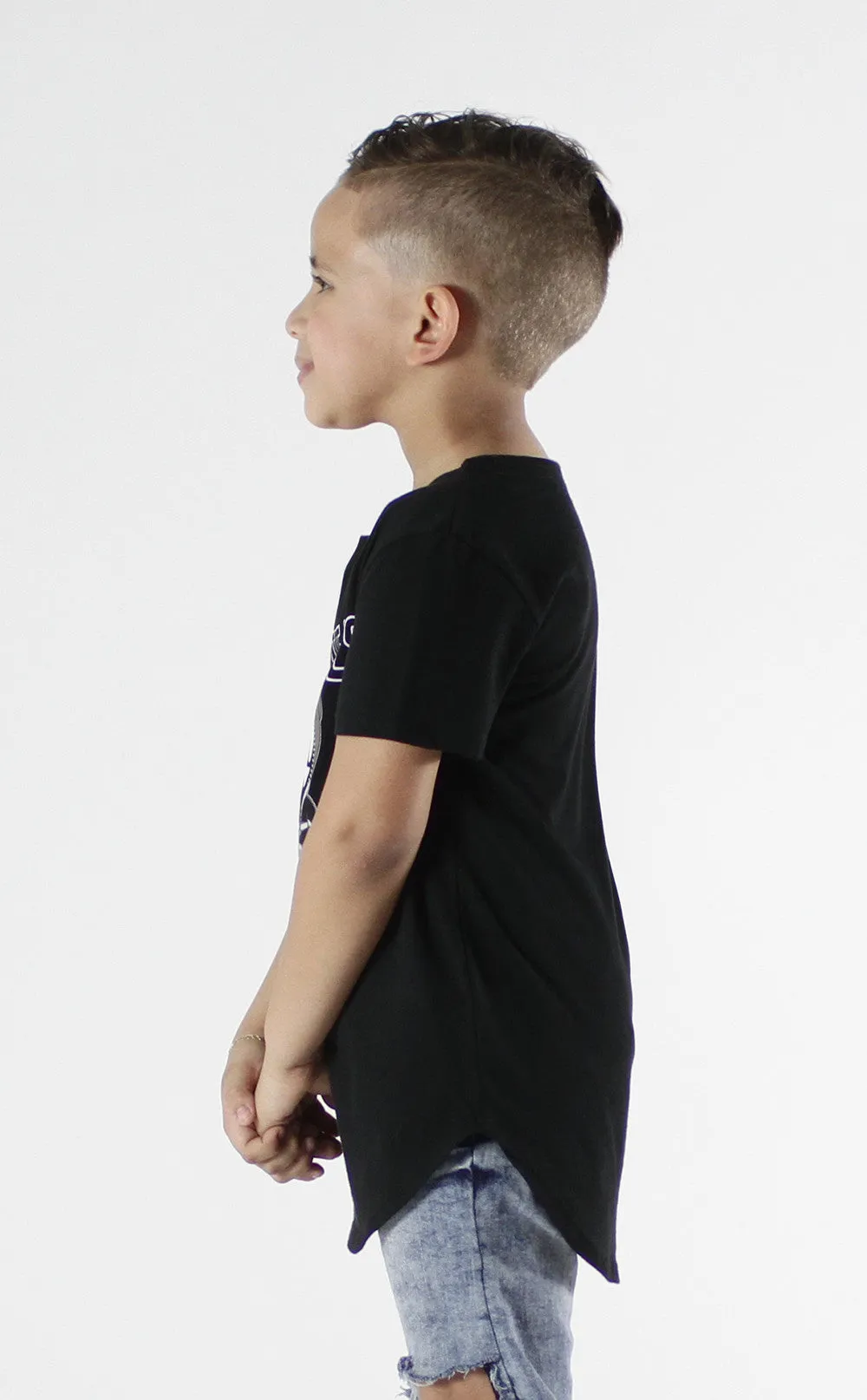 Entree Kids Bear Tour Black Curved Hem Tee