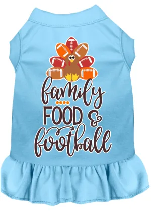 Family, Food, And Football Screen Print Dog Dress Baby Blue Lg