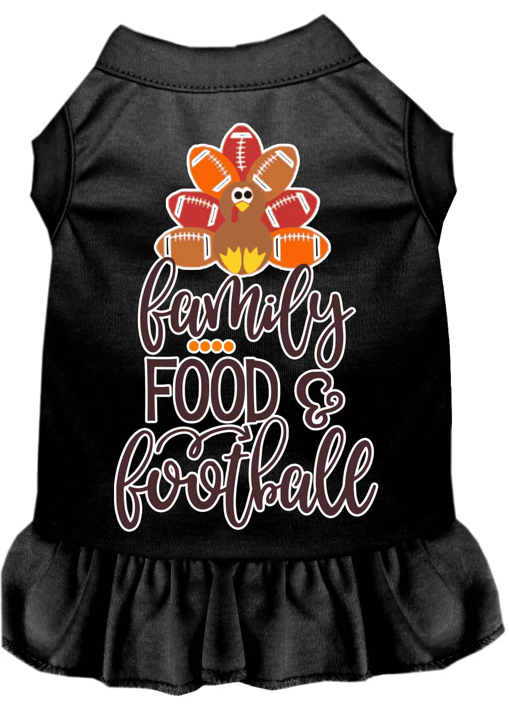 Family, Food, And Football Screen Print Dog Dress Black Xxxl