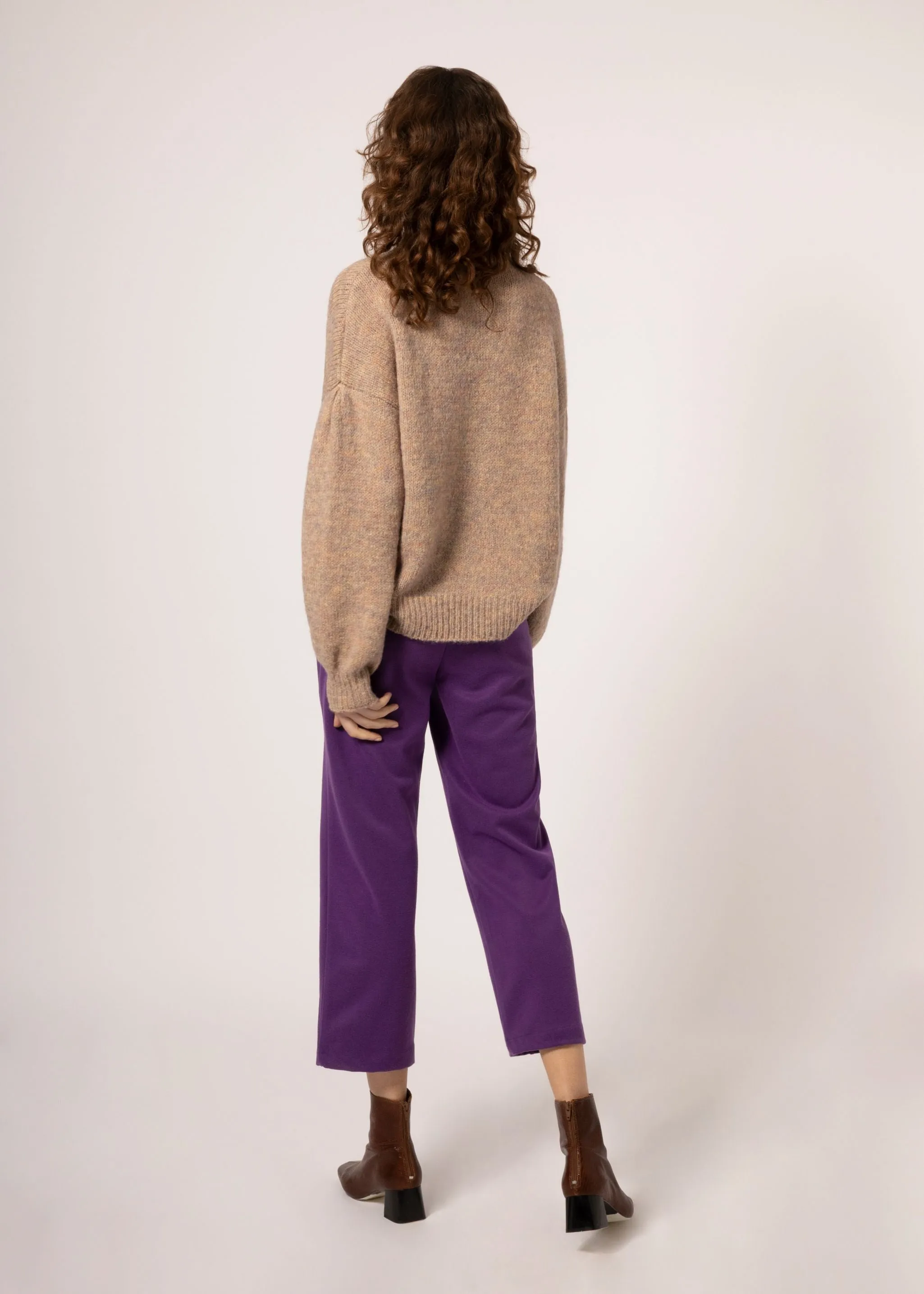 FRNCH Naiana Beige Mock Turtleneck Sweater