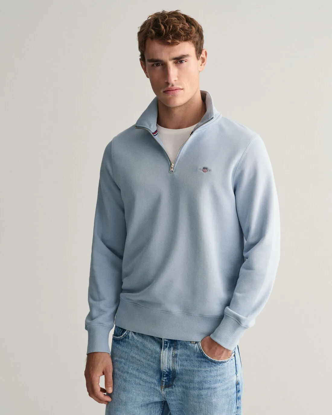 GANT - Half Zip, Dove Blue Sweatshirt