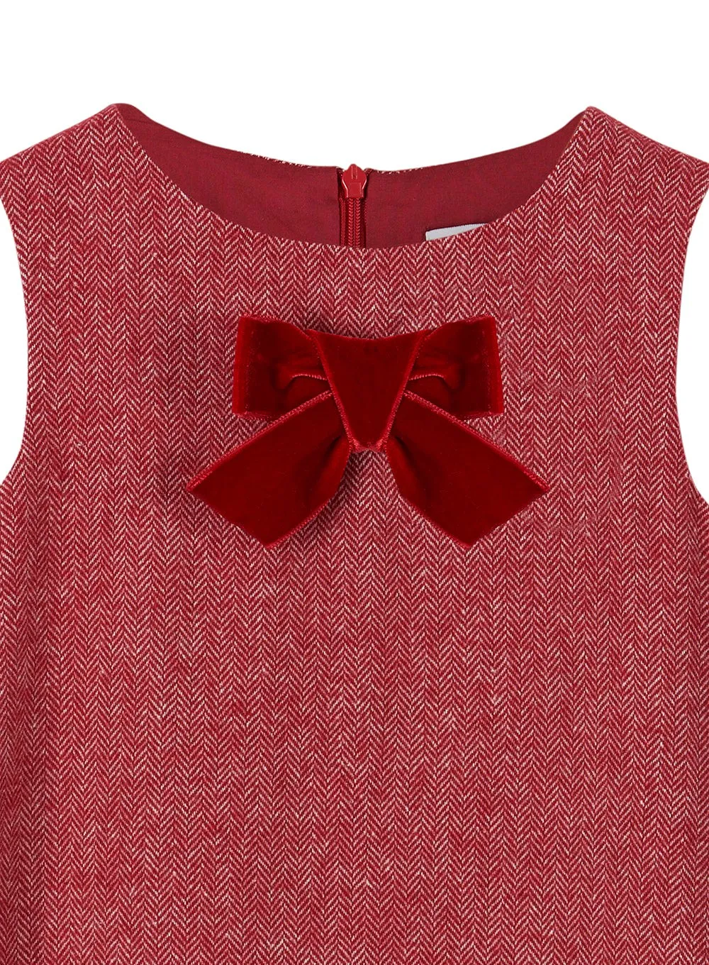 Georgina Bow Dress in Red Herringbone