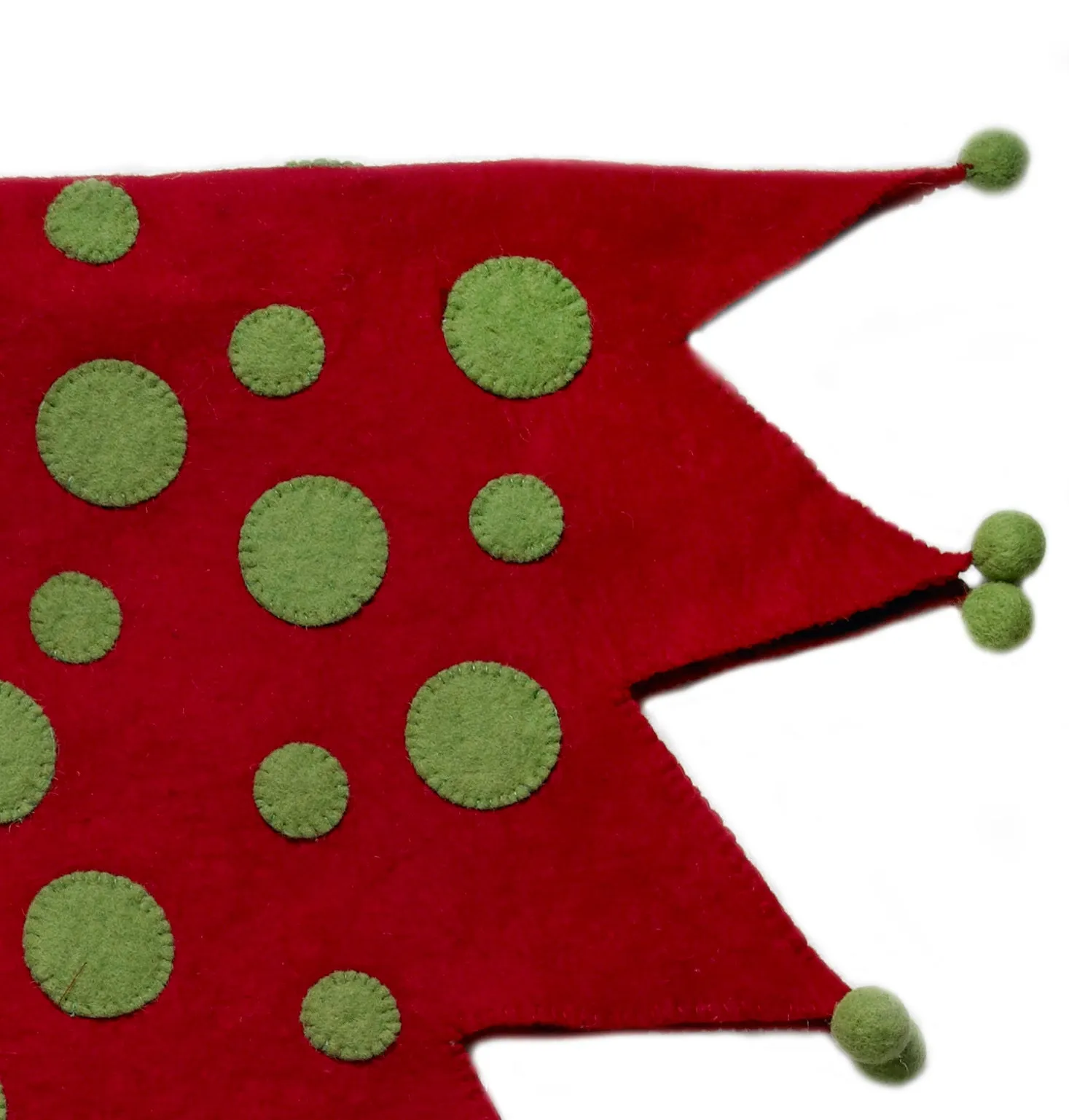 Handmade Felt Christmas Tree Skirt - Jester in Red and Green - 60"