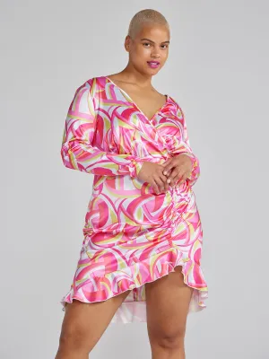 Heather Print Ruffle Hem Dress