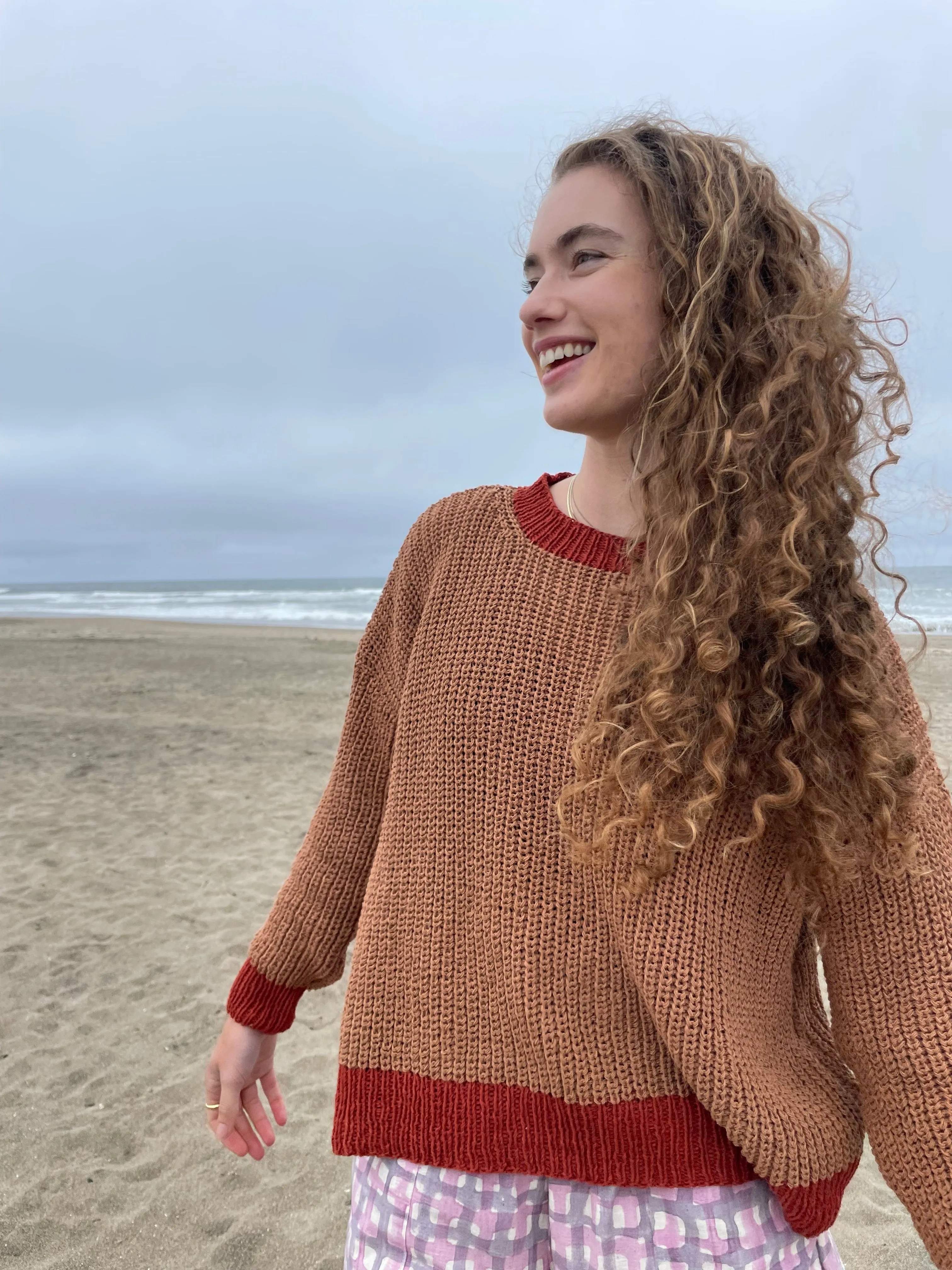 Himalayan and Madder Chunky Sweater, Hand Knit & Natural Dyes