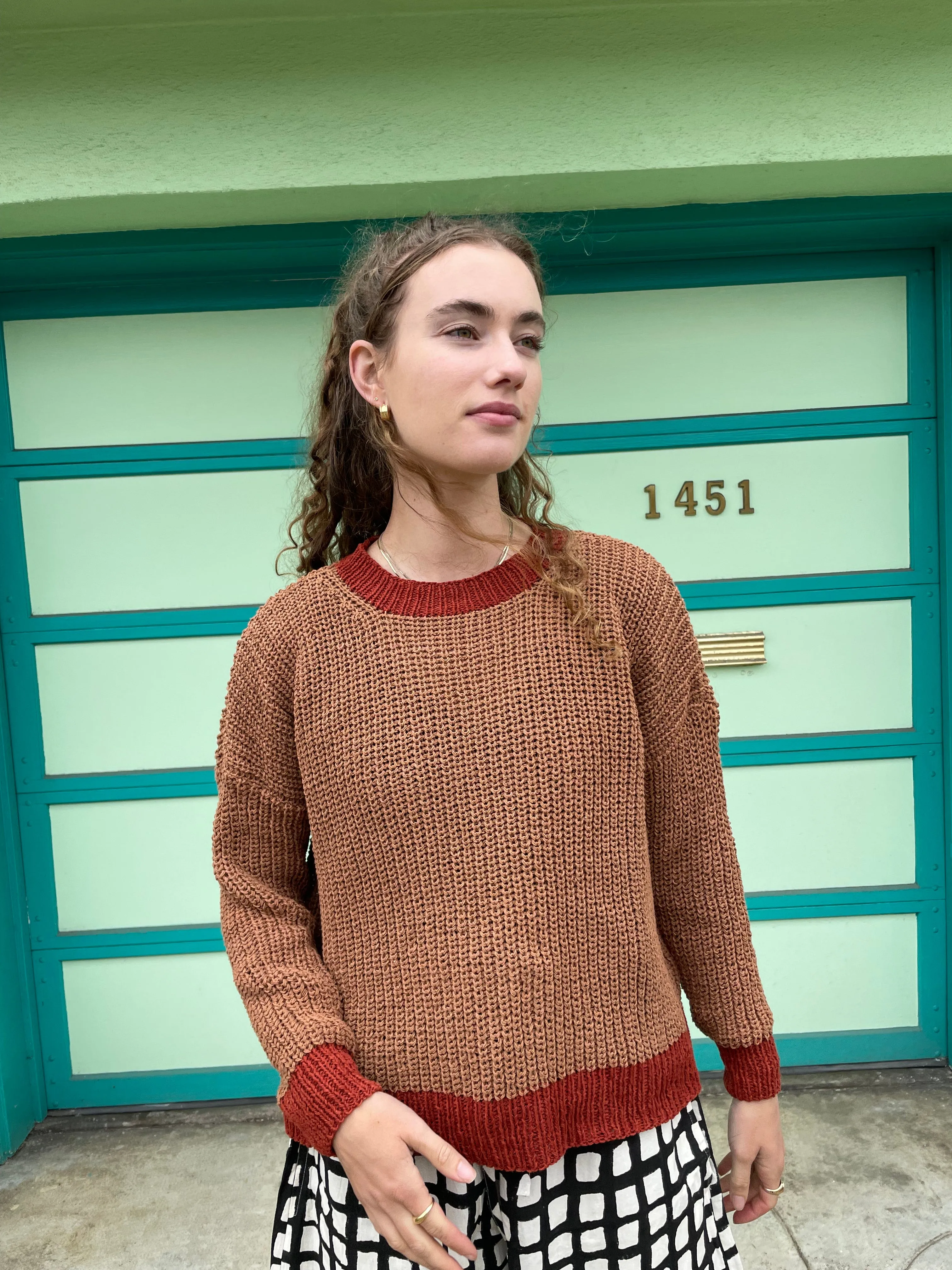 Himalayan and Madder Chunky Sweater, Hand Knit & Natural Dyes