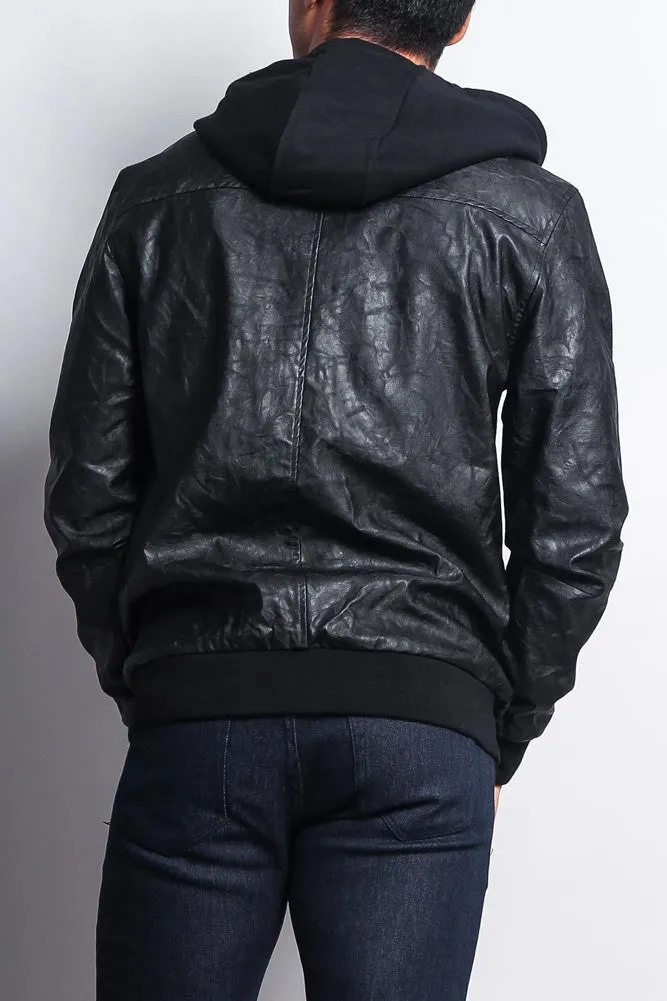 Hooded PU Jacket