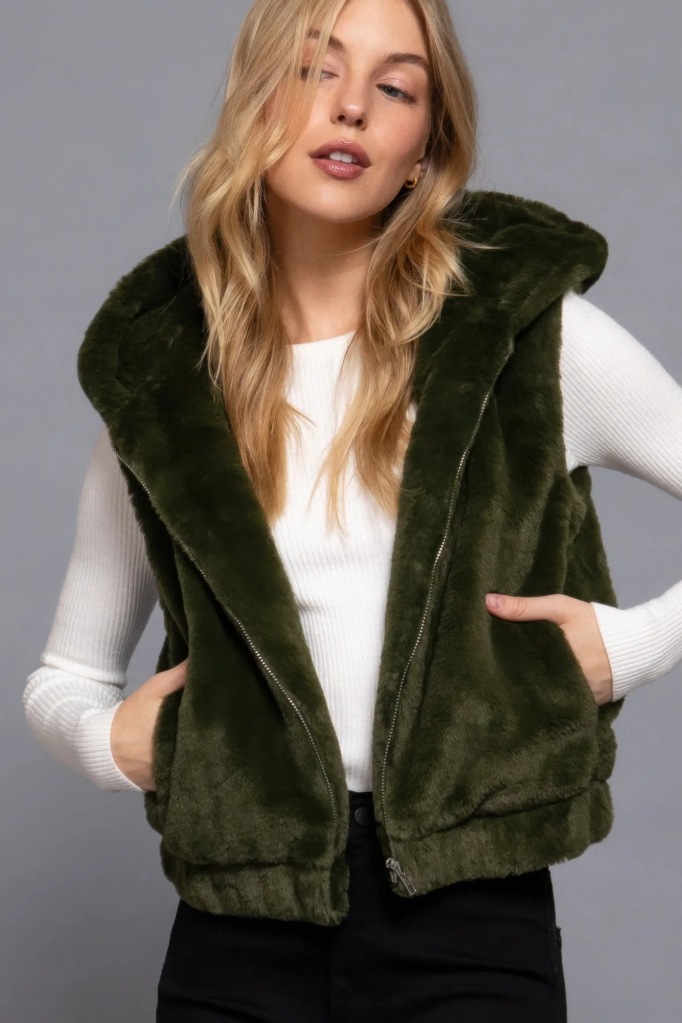 Hoodie Faux Fur Vest