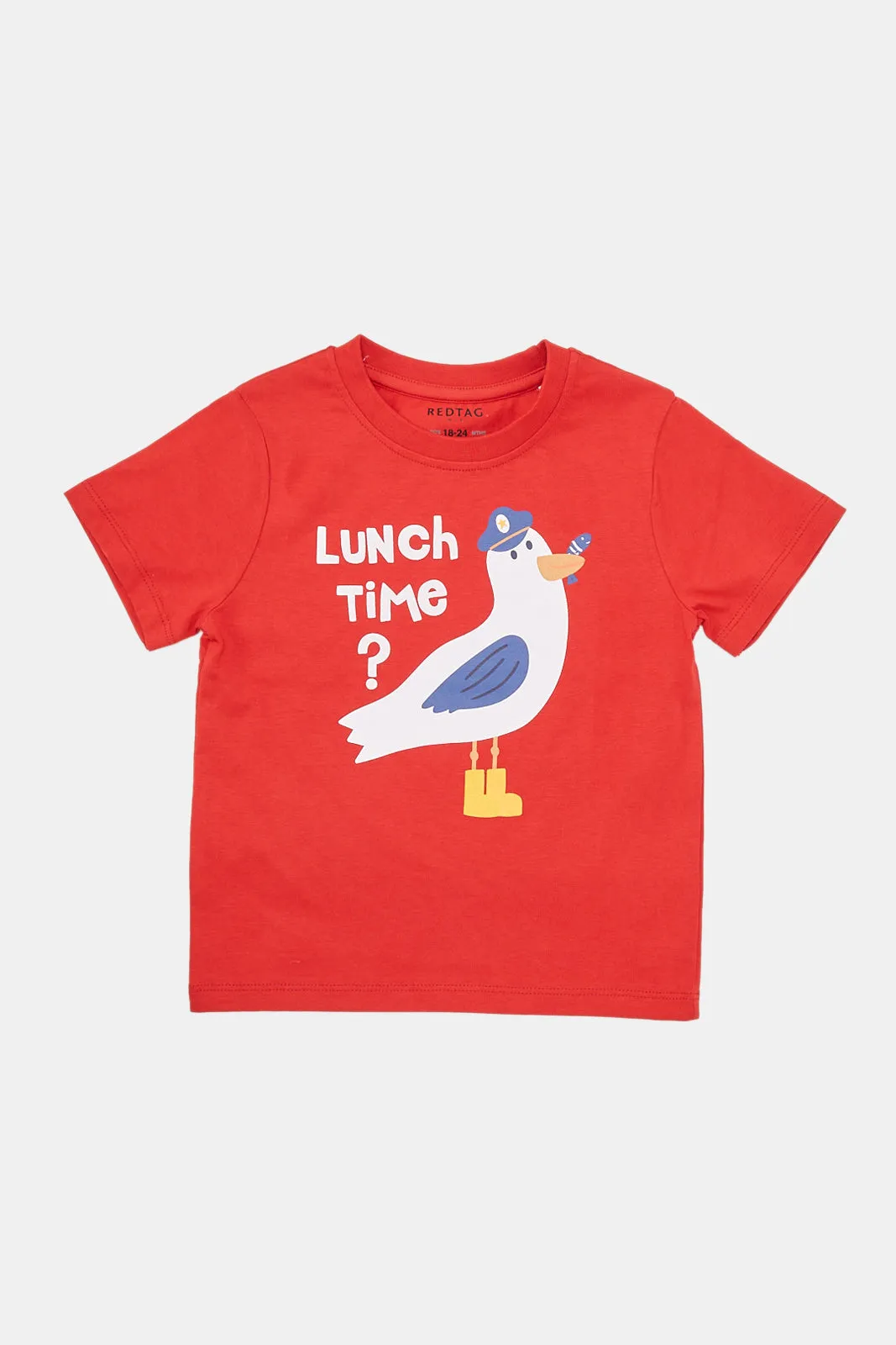 Infant Boys Red Printed T-Shirt