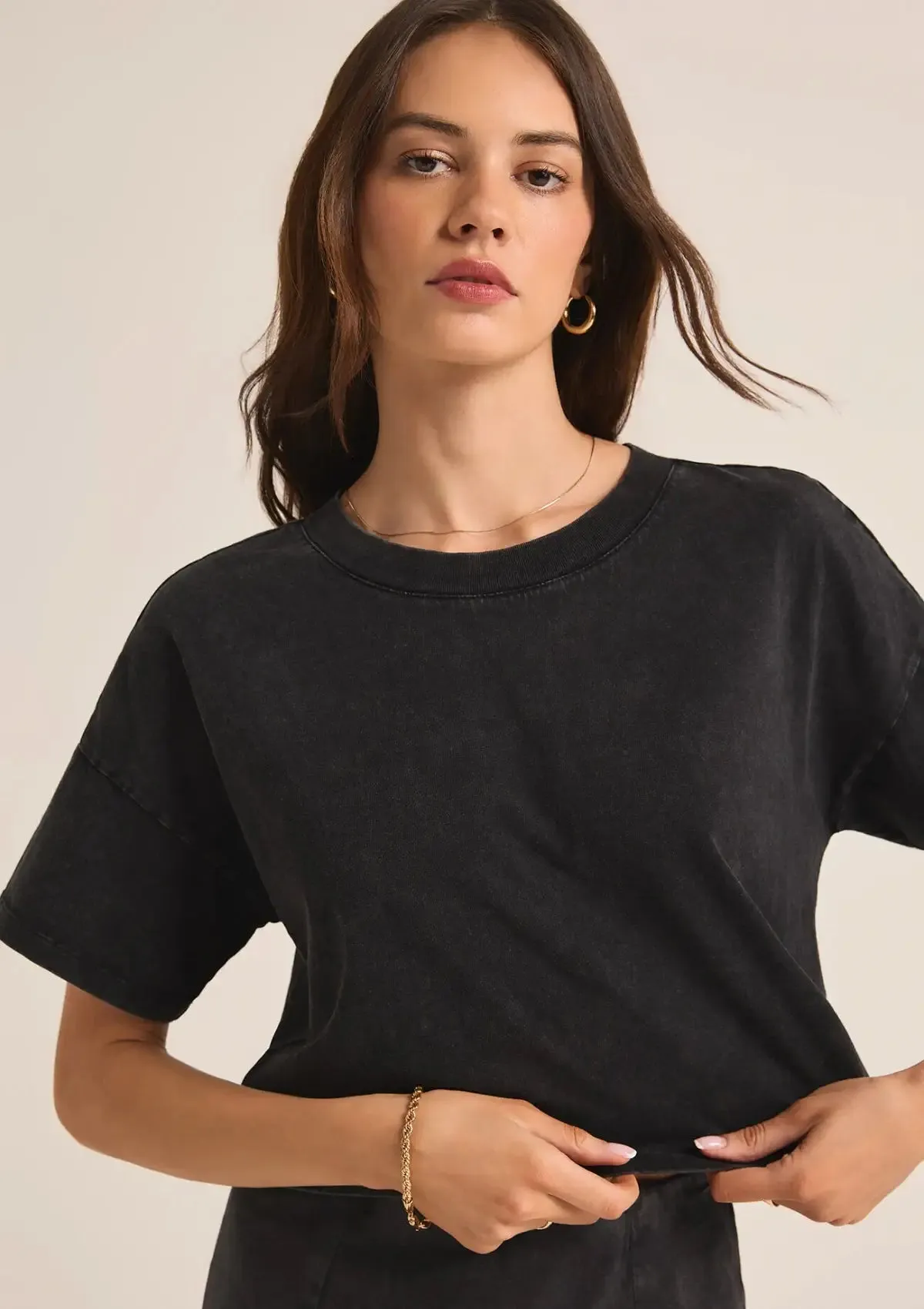 Kyla Sway Cropped Tee - Black