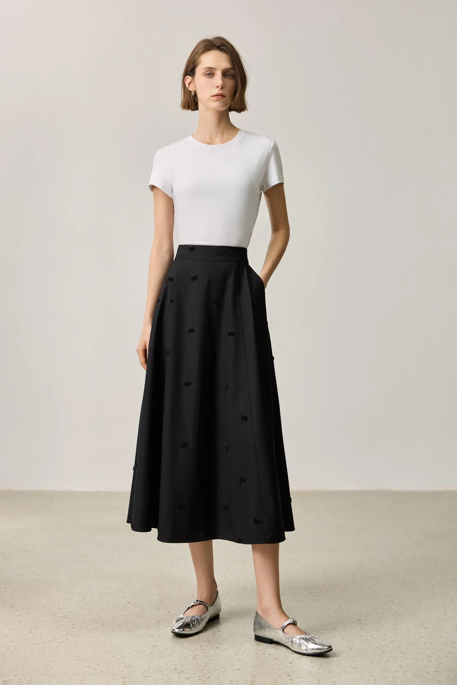 LILY Embroidered A-Line Skirt