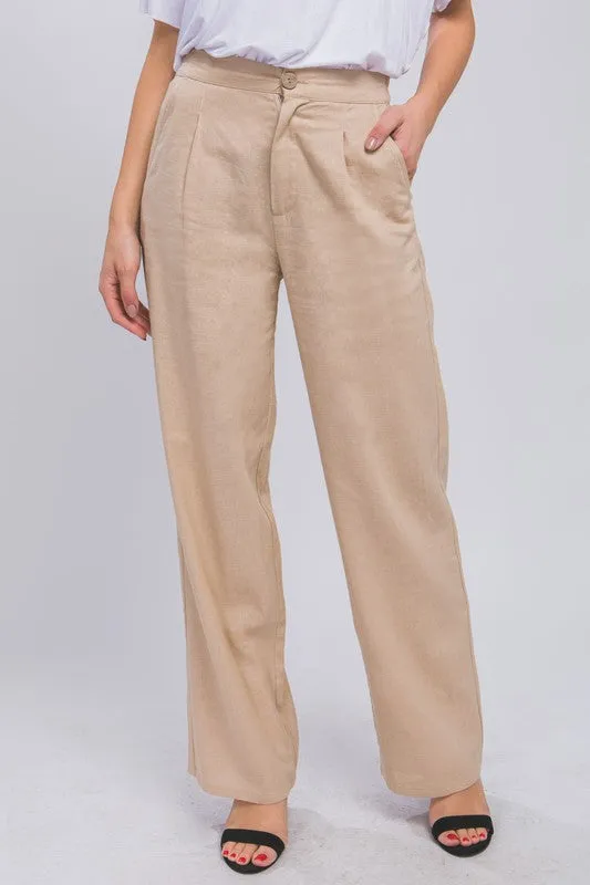 Linen Front Creased Pants