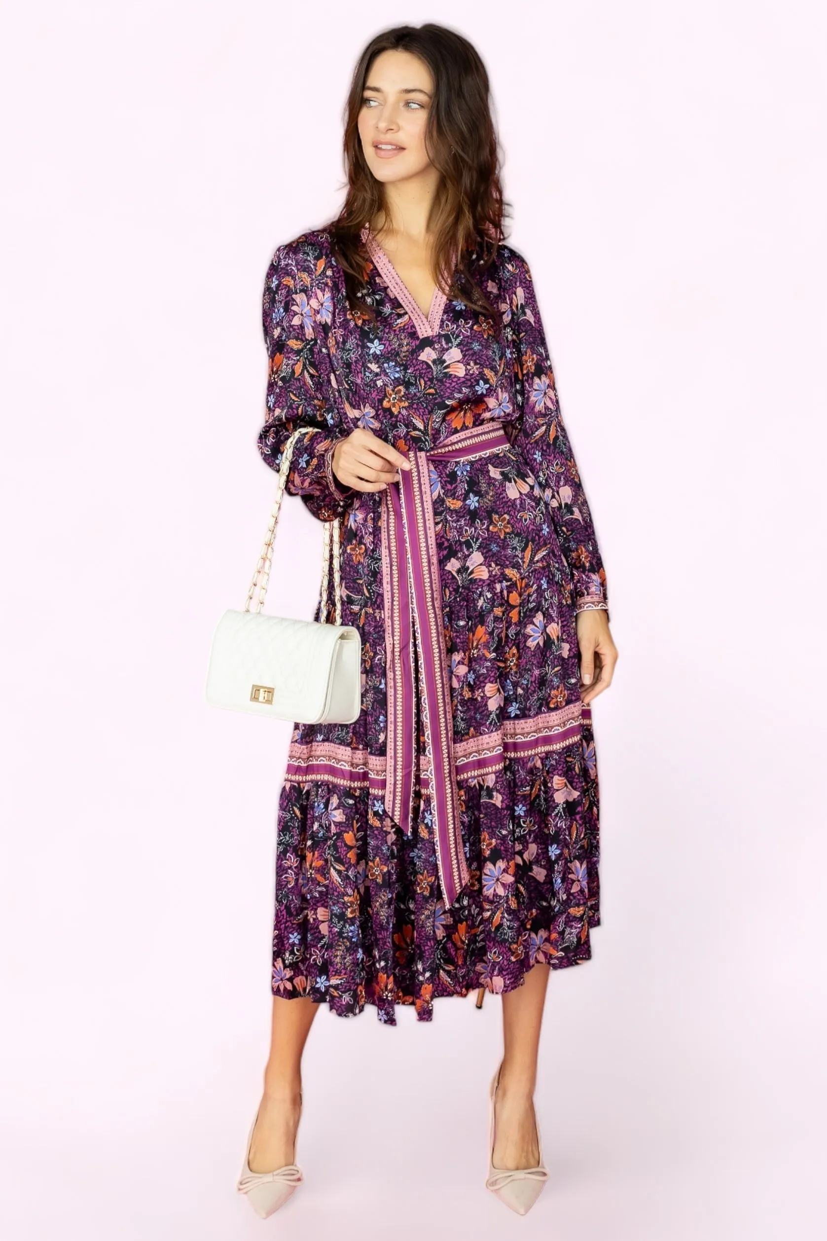 Live in the moment Floral Long Dress With Waist Belt