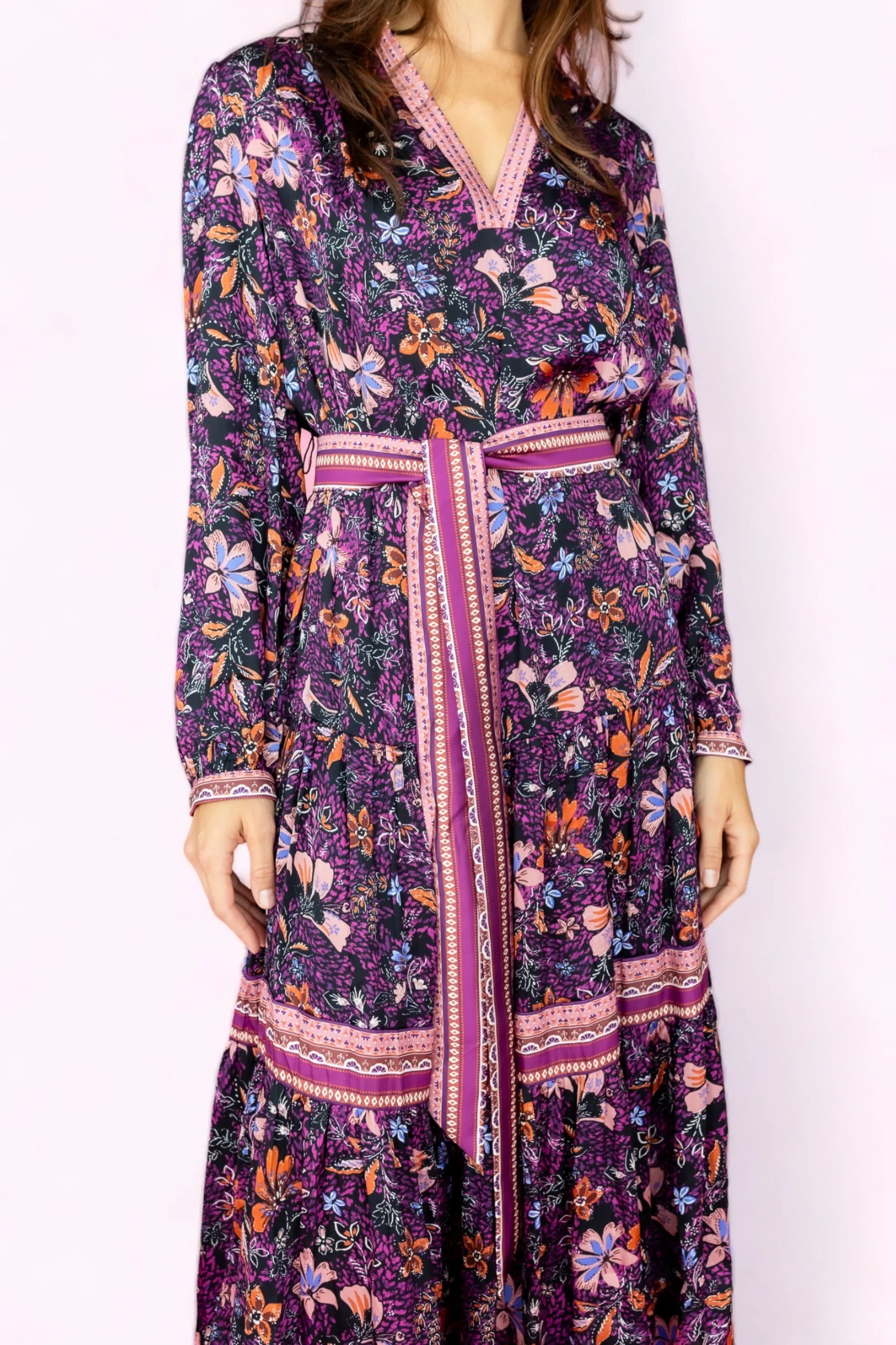 Live in the moment Floral Long Dress With Waist Belt