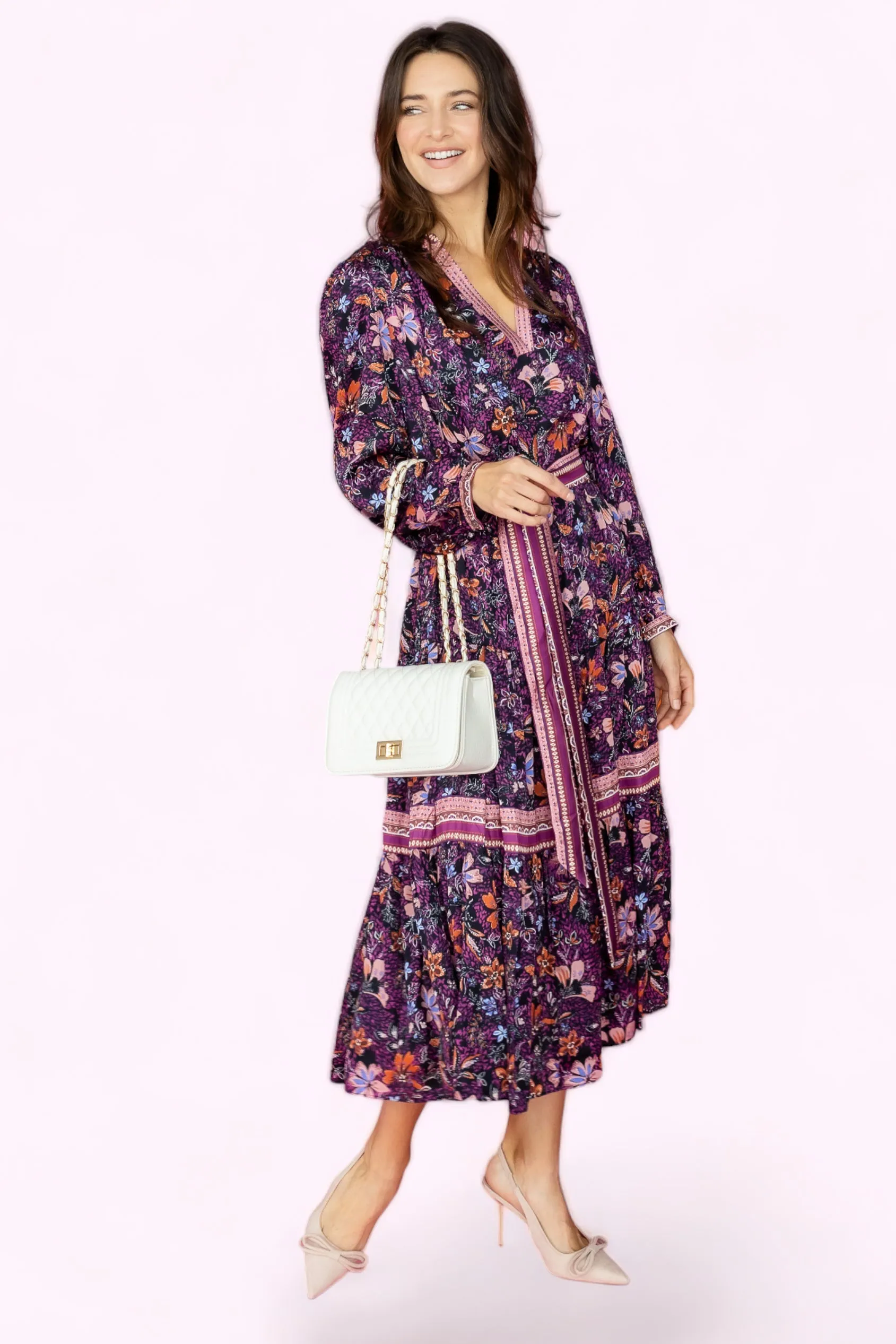 Live in the moment Floral Long Dress With Waist Belt