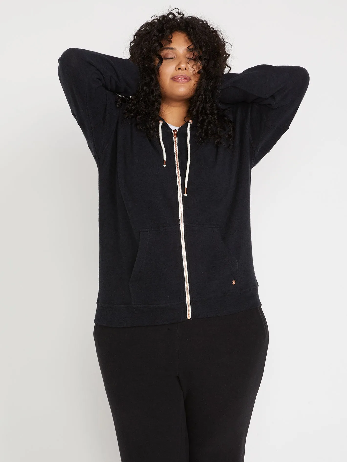 Lived In Lounge Plus Size Zip Up - Black