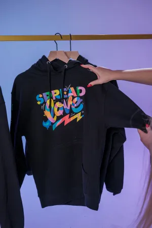 Love is THE VIBE Hooded Sweatshirt with Embellished Arms