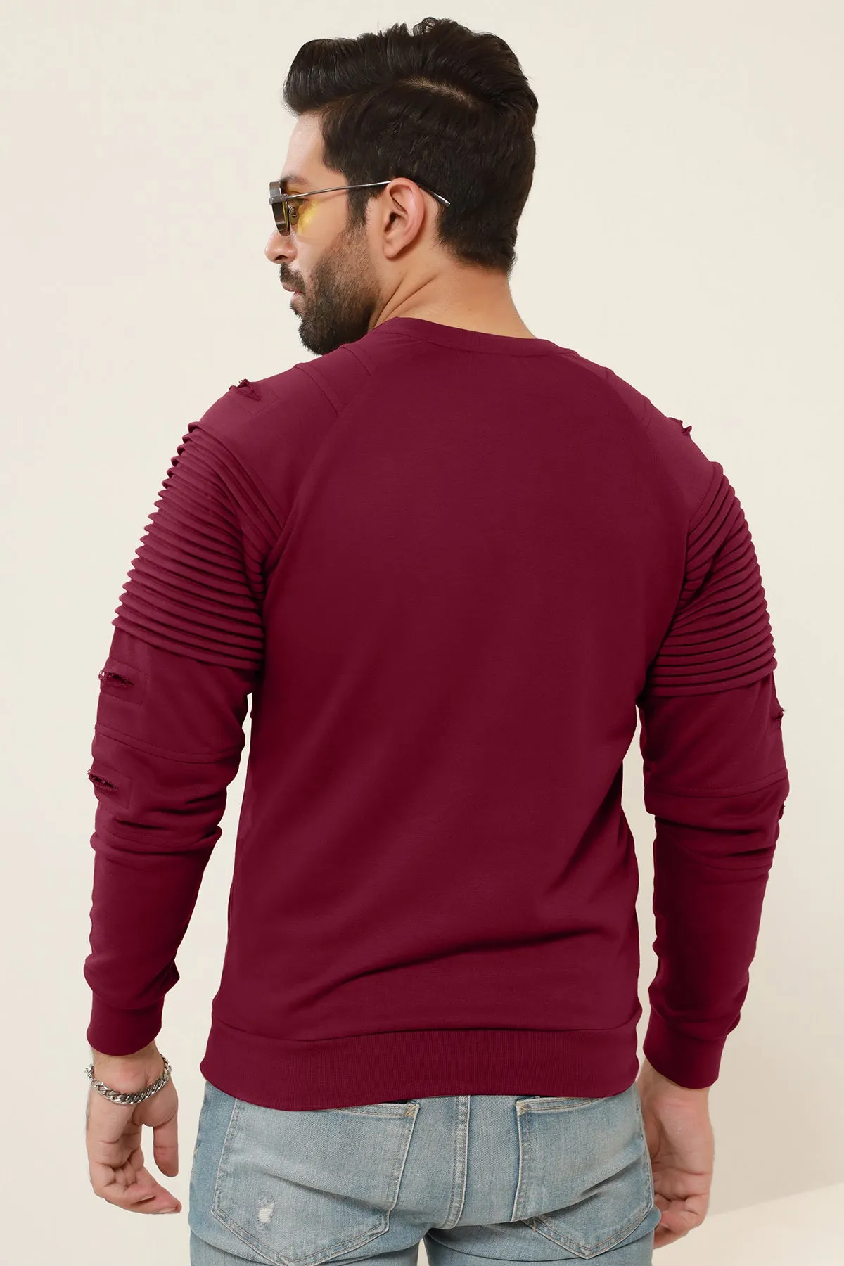 Maroon Pleated Raglan Sweatshirt - W22 - USW006R