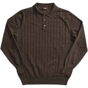 Men's Knit Ribbed Long Sleeves Polo Shirt