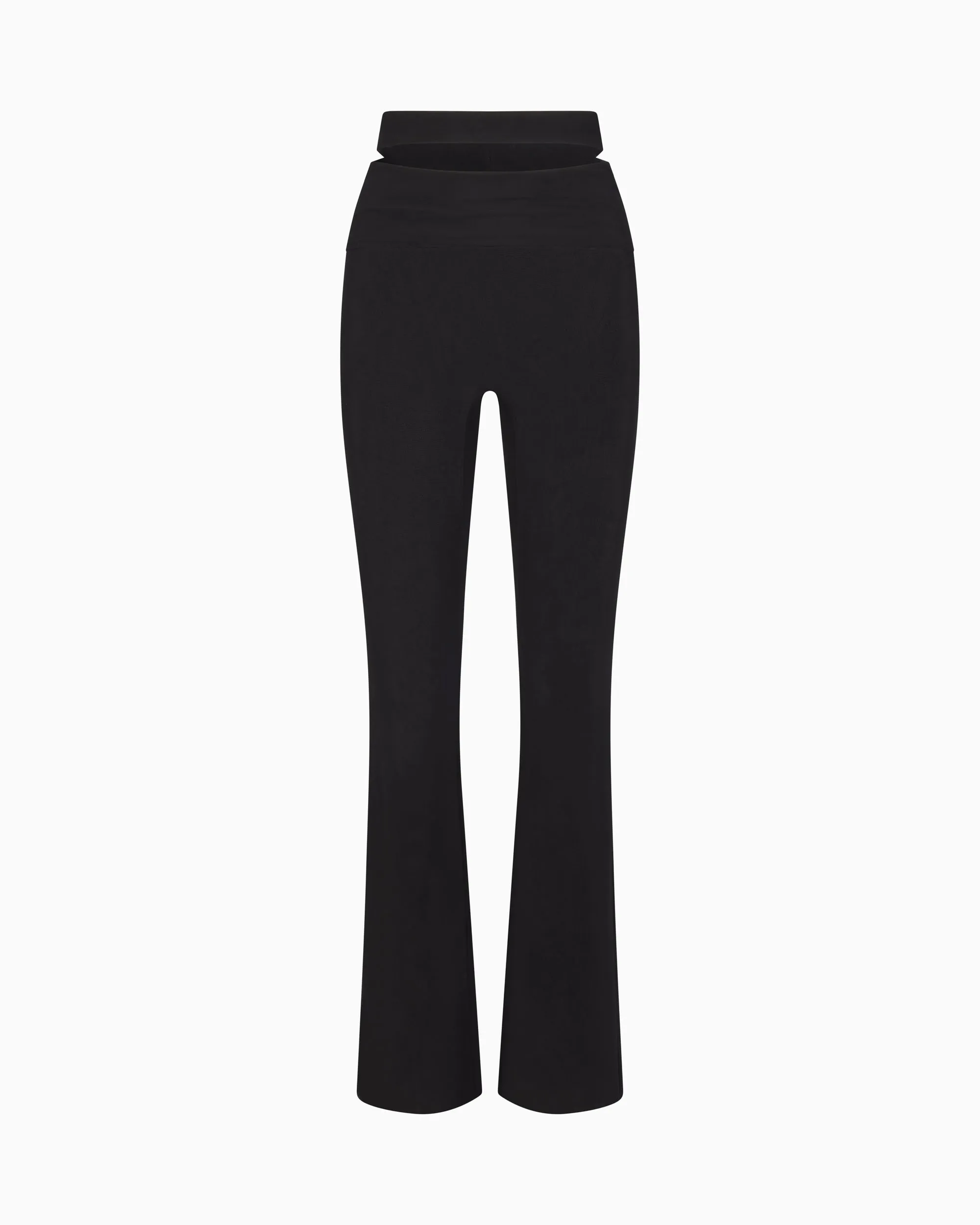 Mesh Stretch Cutout Foldover Pant | Black