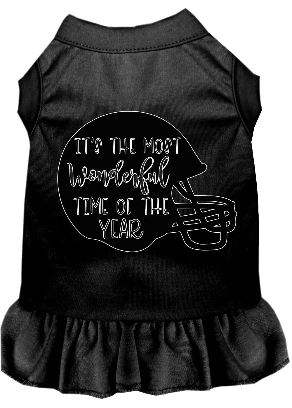 Most Wonderful Time Of The Year (football) Screen Print Dog Dress Black 4x