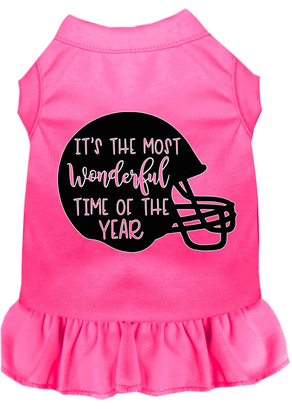 Most Wonderful Time Of The Year (football) Screen Print Dog Dress Bright Pink Sm