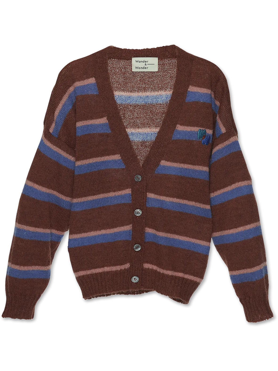 NECK STRIPED CARDIGAN-Peacan Stripe