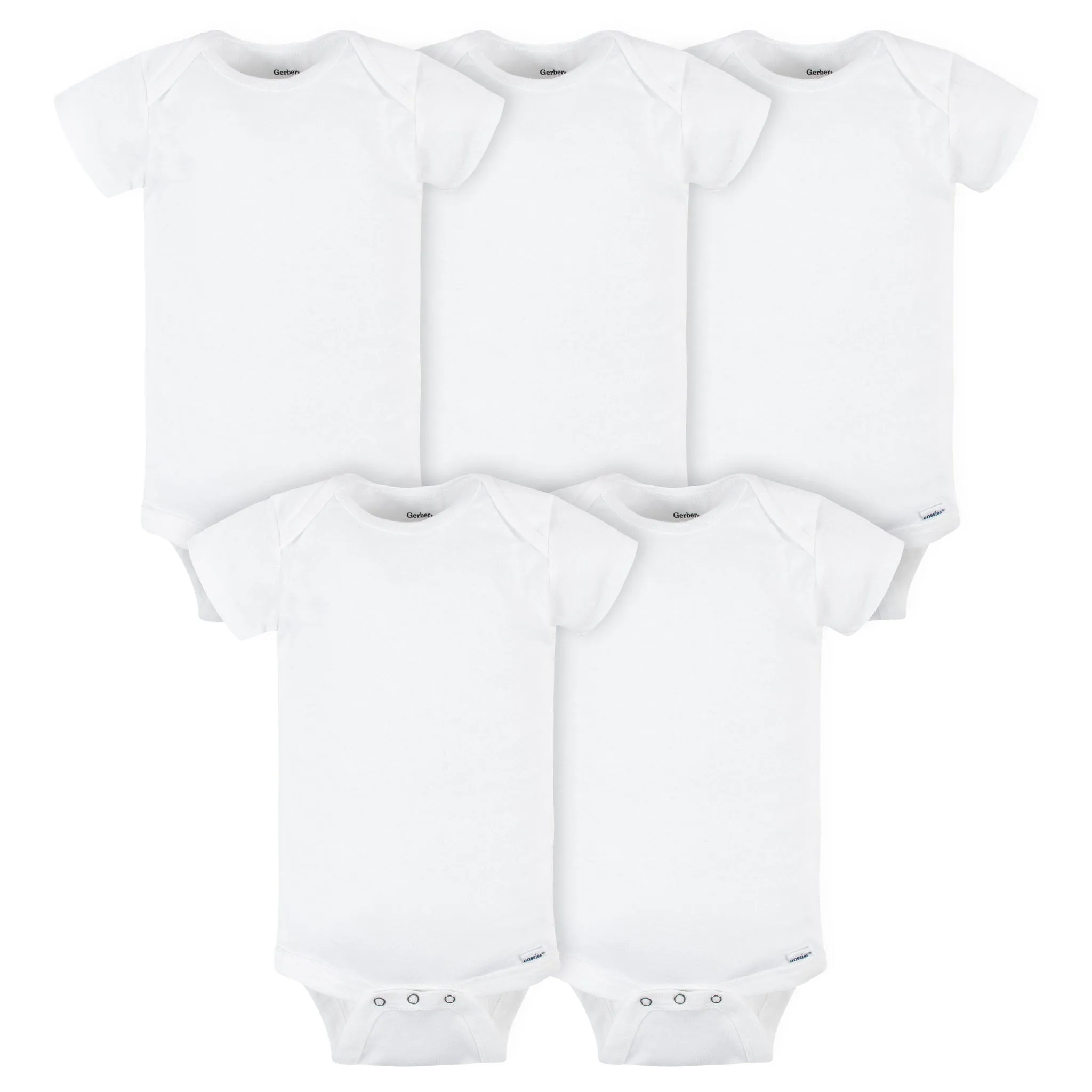 Onesies - 5 Pack Short Sleeve Bodysuit - White