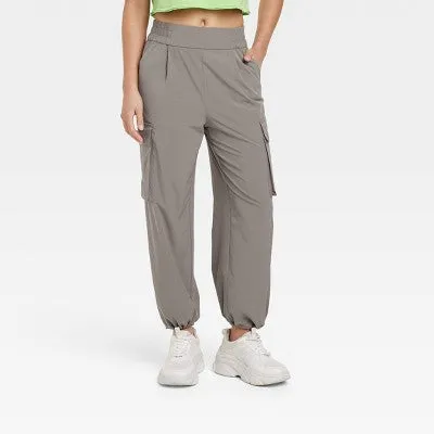 Open Box - JoyLab Women's Cinch Hem Woven Cargo Pants High Rise Casual Fit