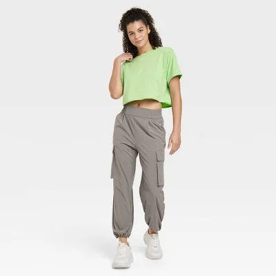 Open Box - JoyLab Women's Cinch Hem Woven Cargo Pants High Rise Casual Fit