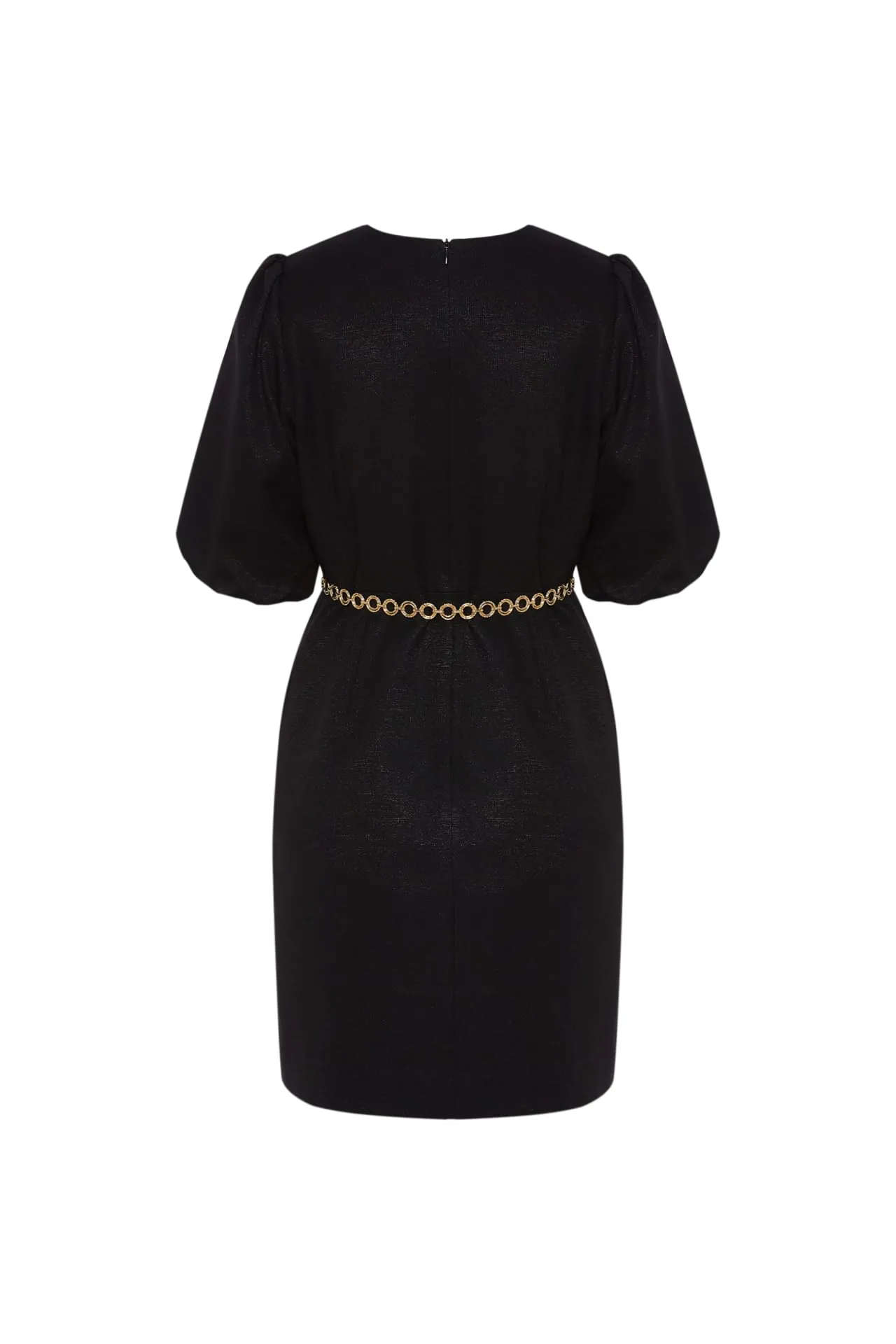 Puff Sleeves Round-Neck Dress