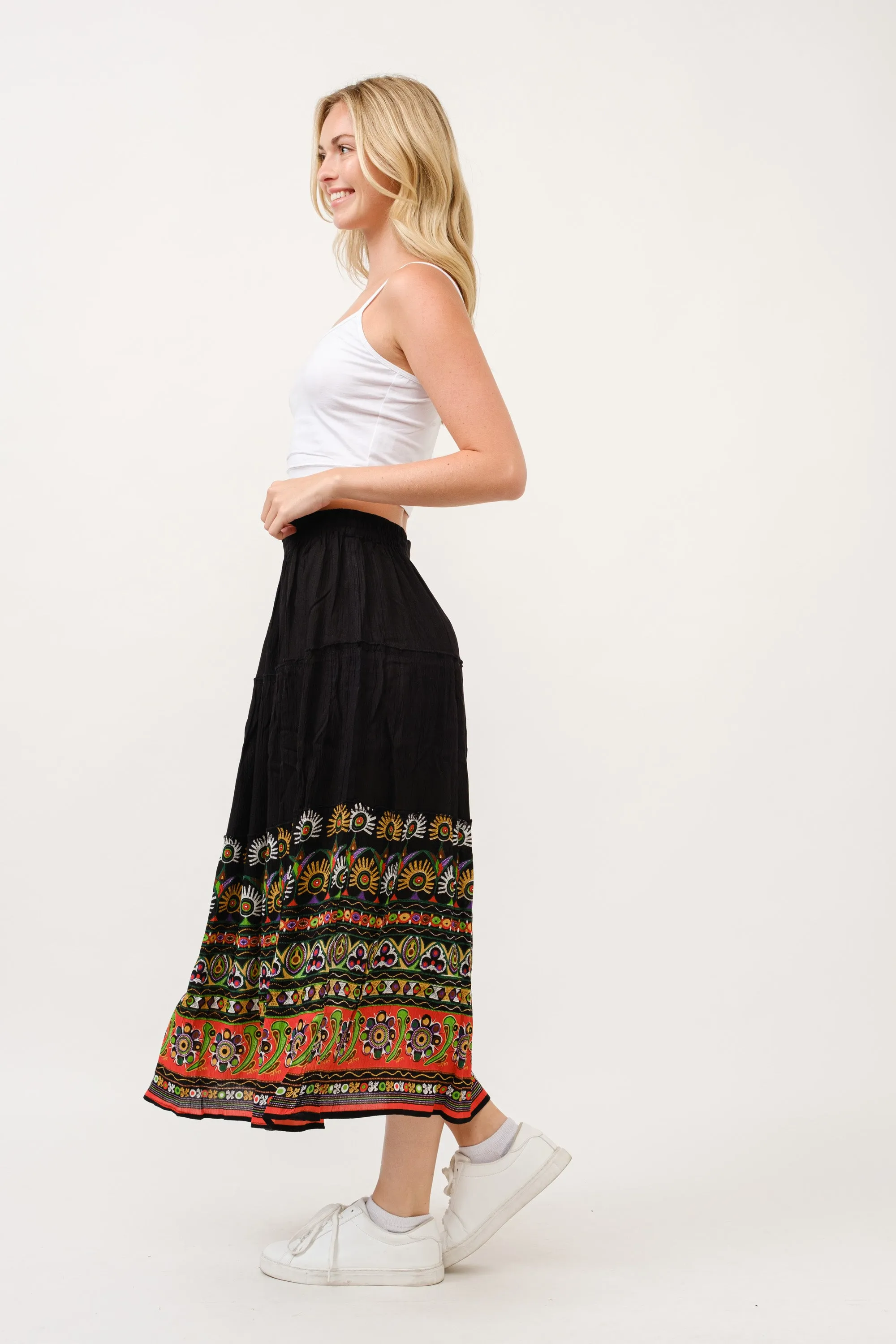 RAJ ELIA CONTRAST PRINT SKIRT