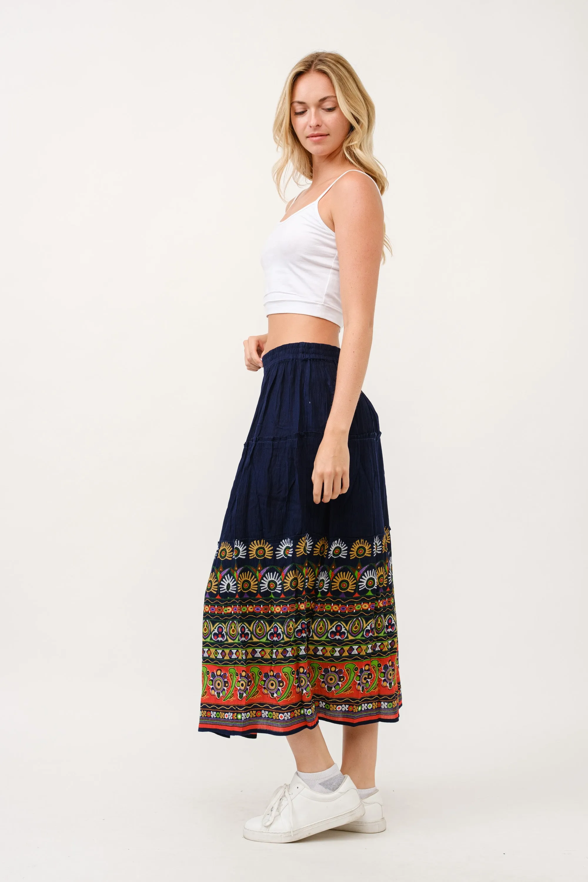 RAJ ELIA CONTRAST PRINT SKIRT