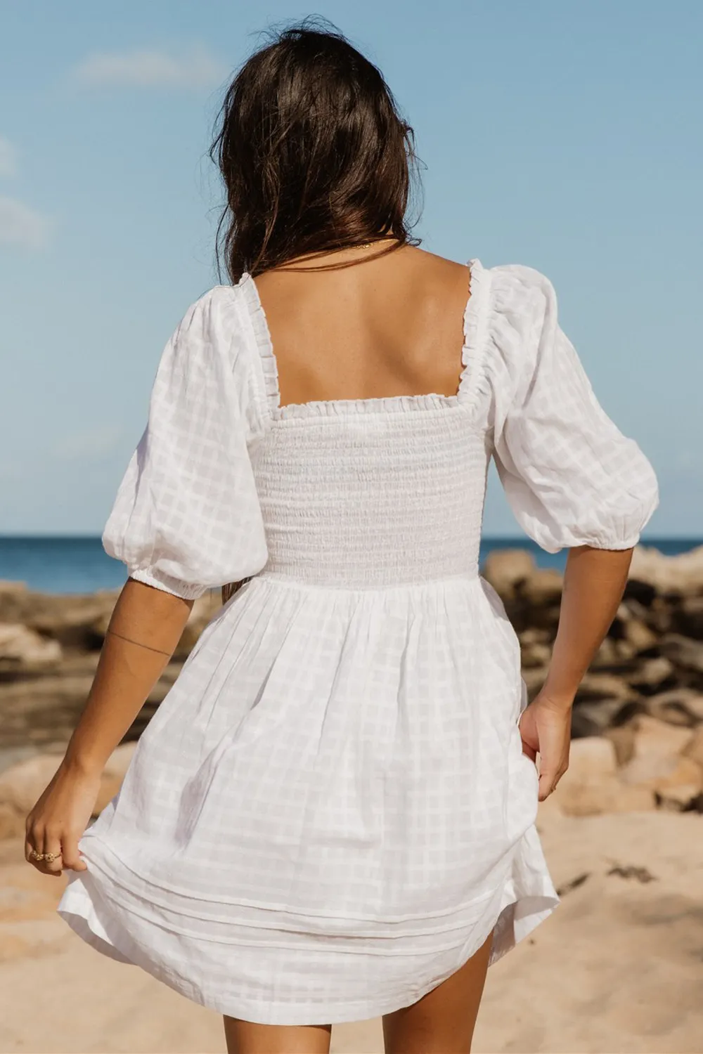 Riviera Boho Smocked Mini Dress