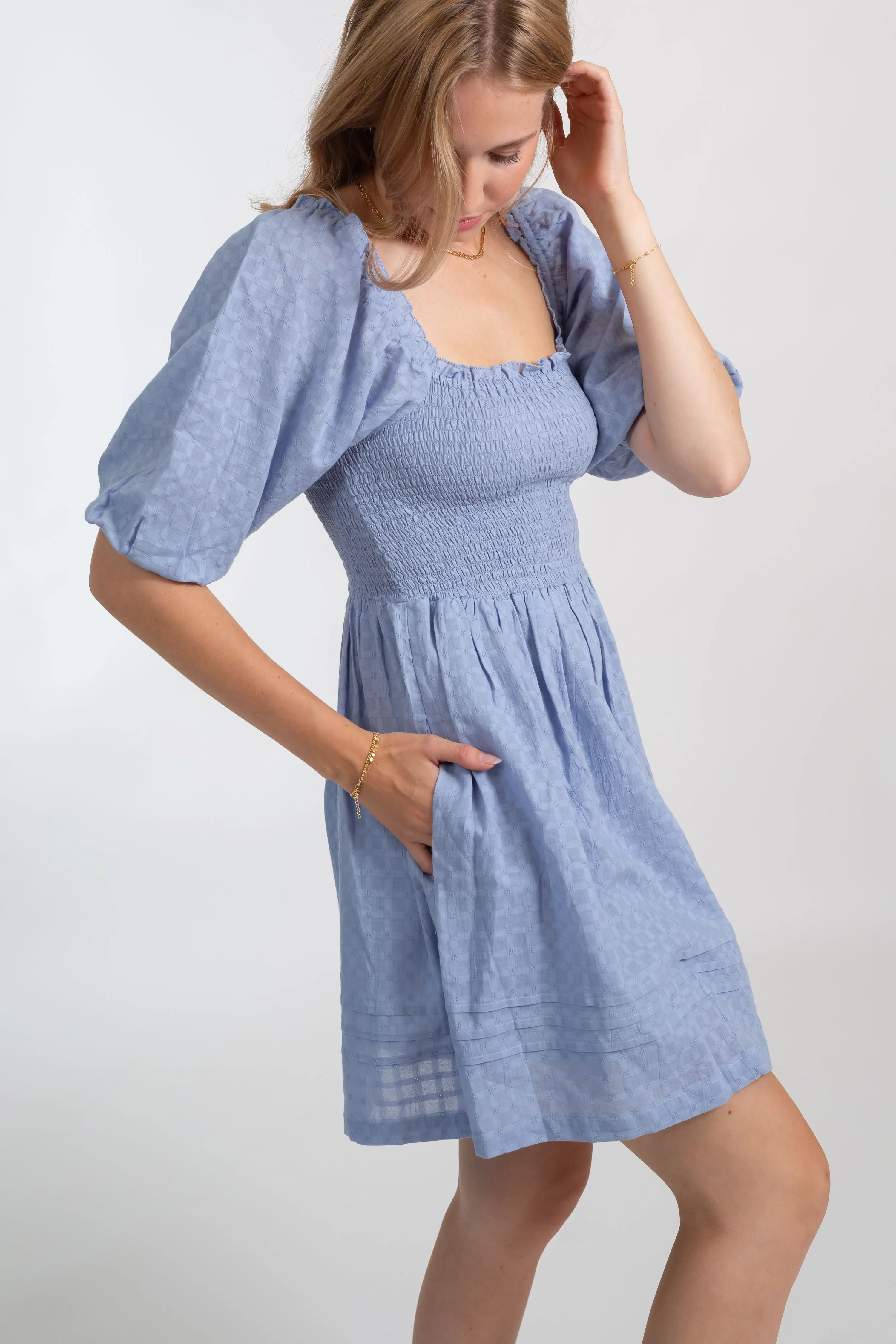 Riviera Boho Smocked Mini Dress